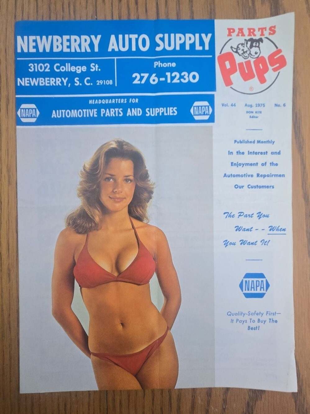 Vintage NAPA Parts Pups Magazine Vol. 44 No. 6 August 1975